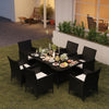 Rattan Outdoor Dining Set — 7 Piece, Seats 6, Black