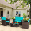 4-Piece Wicker Patio Conversation Set with Glass Coffee Table