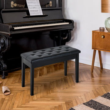 Tufted Storage Bench with Faux Leather Seat