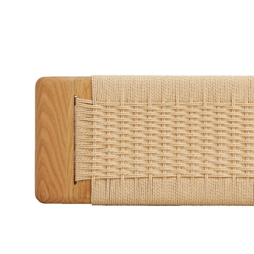 Woven Cane & Oak Dining Bench