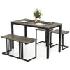 Nested Oak Dining Set with Bench & 2 Stools (4-Piece)