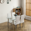 Rectangular Glass Dining Table with Stainless Steel Legs