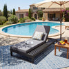 Acacia Wood Chaise Lounge with Dark Grey Cushion