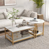 Set of 2 Nesting Coffee Tables, Faux Marble & Gold