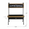 Rustic Brown Wood Planter Stand with Black Iron Frame, 24 in Tall