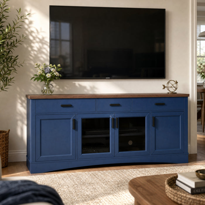 Blue and walnut pairing