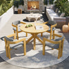 5-Piece Acacia Wood Round Outdoor Dining Set with Armchairs