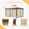 10' x 13' Double-Roof Gazebo with Mosquito Netting, Khaki