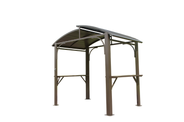 Arc-Roof Grill Gazebo with Steel Canopy & Side Shelves