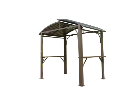 Arc-Roof Grill Gazebo with Steel Canopy & Side Shelves