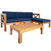 5-Piece Outdoor Sectional Sofa Set Solid Acacia Wood Beige with