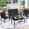 4-Piece Black Patio Set with Table and Lounge Chairs