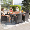 7-Piece Acacia Wood & Wicker Patio Dining Set