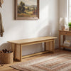 Rubberwood Dining Bench with Woven Rattan Seat