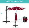 10ft Solar LED Cantilever Patio Umbrella with 360° Rotation