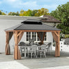 11x13 Wood Gazebo with Galvanized Steel Hardtop, Curtains & Netting