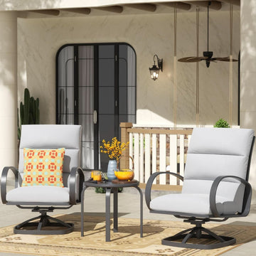 3-Piece Patio Bistro Set with Swivel Glider Chairs and Table