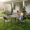 5-Piece Square Patio Dining Set with 37.8-Inch Wood-Grain Table and 4