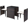 3-Piece Cushioned Wicker Patio Bistro Set