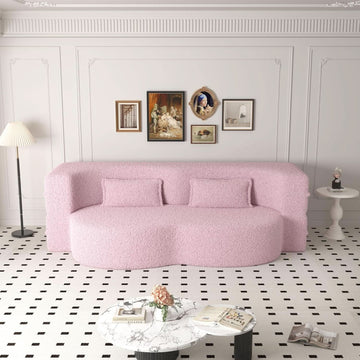 Powder Pink Contemporary Foldable Sleeper Sofa