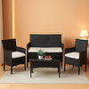 Outdoor Rattan 4-Piece Patio Conversation Set