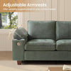 Green Chenille Loveseat with Cupholders and Storage Armrests