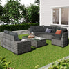 8-Piece Outdoor Wicker Sectional Sofa Set, Gray with Cushions