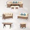 PE Wicker Outdoor Sectional Set — 6 Piece, Seats 9, Khaki