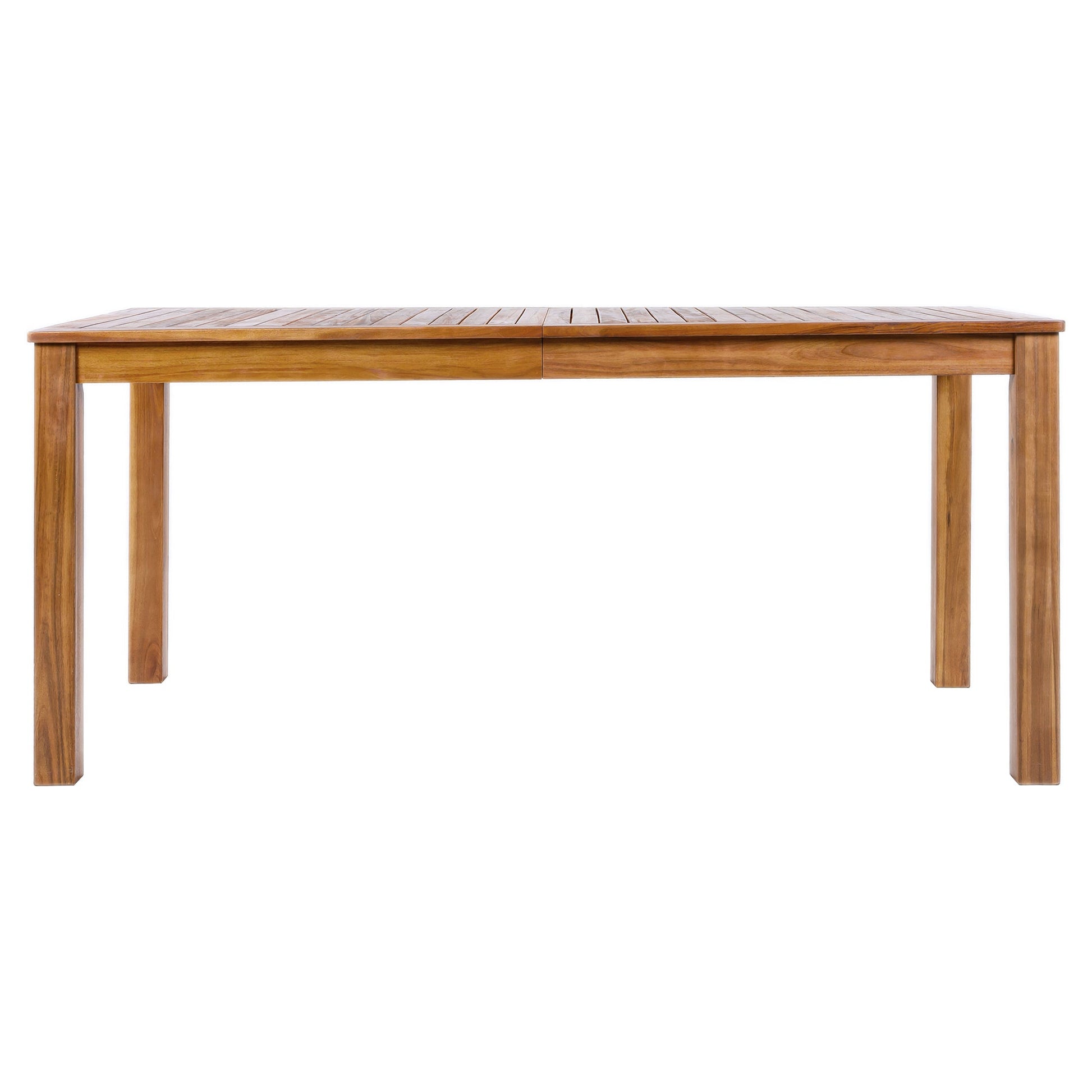 Acacia Outdoor Dining Set — 5-piece with 67-inch acacia wood table and four cushioned rattan chairs