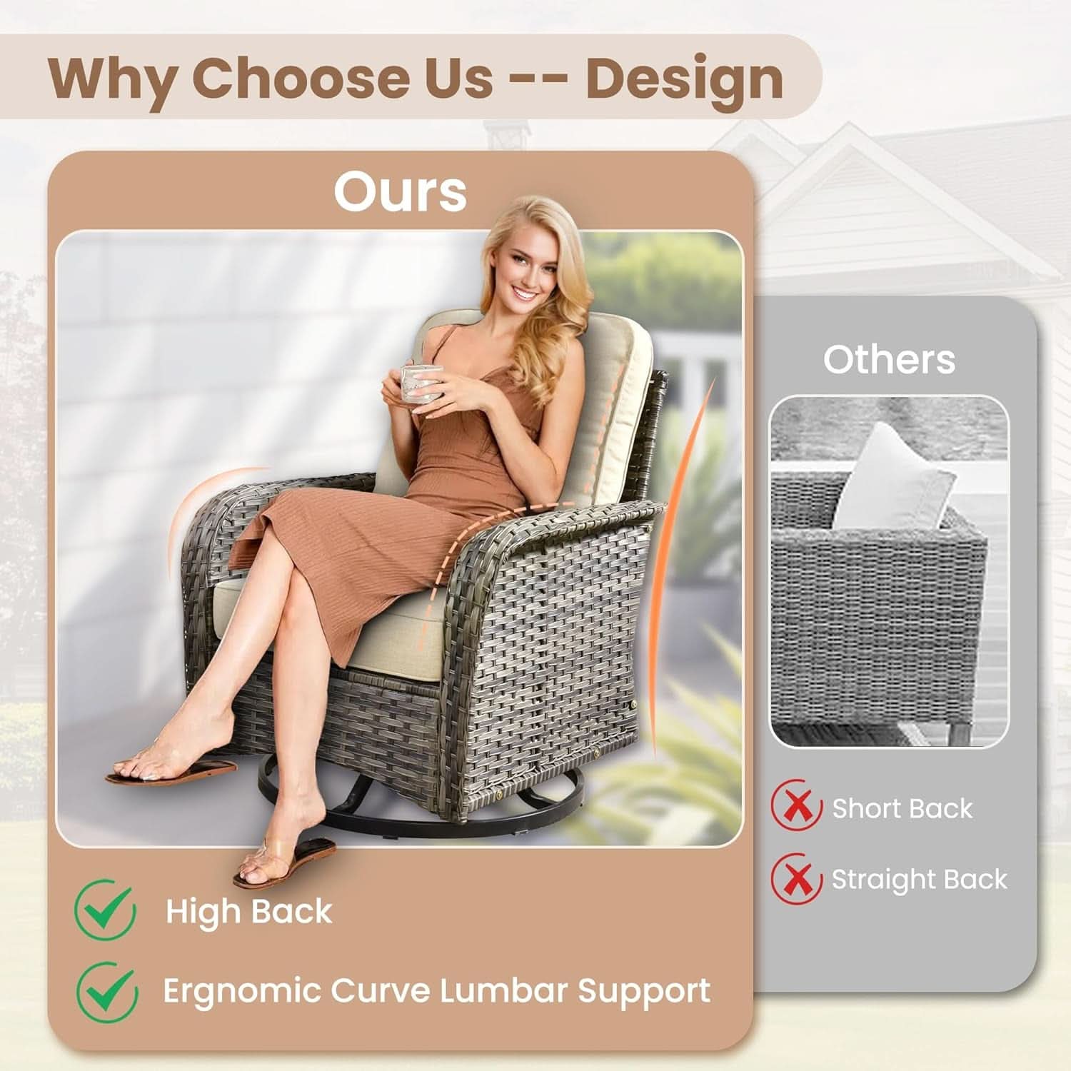 Beige All Weather Wicker Patio Furniture Conversation Set-2