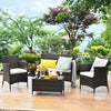 4-Piece Outdoor Rattan Conversation Set with Cushions-1