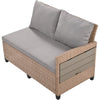 Rattan L-Shaped Patio Sectional — 5-piece outdoor wicker sectional sofa set with cushions