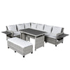 Rattan L-Shaped Patio Sectional — 5-piece outdoor wicker sectional sofa set with cushions