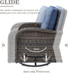 6-Piece Wicker Patio Conversation Set, Brown with Blue Cushions