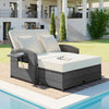 Wicker Double Chaise Lounge — White