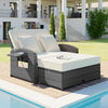 Wicker Double Chaise Lounge — White