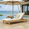 Acacia Wood Chaise Lounge with Cream Cushion
