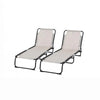 Cream White Folding Chaise Lounge Chairs, Set of 2