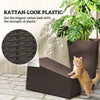 Set of 3 Tall Outdoor Planters, Rattan-Look, Brown
