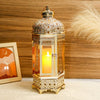 Moroccan Candle Lantern, 16" Gold Hexagonal Candle Holder