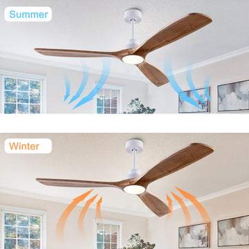 52-Inch Natural Wood 3-Blade Ceiling Fan with Dimmable Light