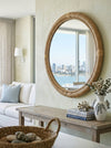 Round Woven Rattan Accent Wall Mirror, Brown, 31.9 in