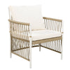Acacia Outdoor Dining Set — 5-piece with 67-inch acacia wood table and four cushioned rattan chairs