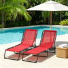 Wine Red Folding Chaise Lounge Chairs, Set of 2