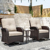 Outdoor Swivel Rocker Chairs 3 Piece Wicker Set Cushioned