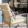 Beige Patio Rocking Chairs Set With Glass Coffee Table