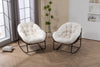 Hand-Woven Rattan Outdoor Rocking Chair with Cushion, White