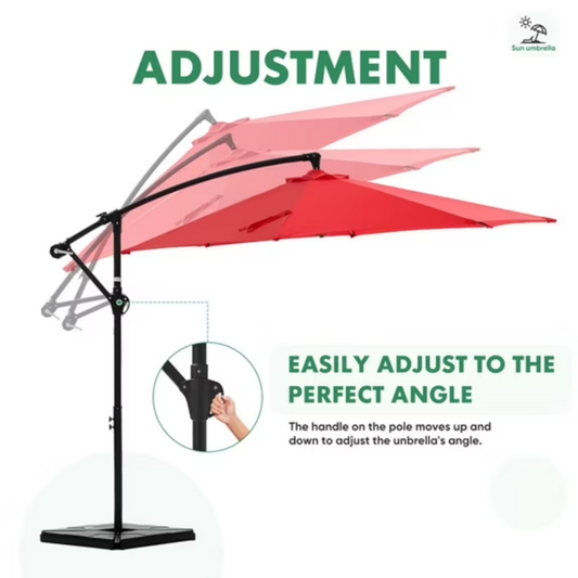 10 ft Offset Hanging Patio Umbrella with Base Stand