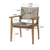 Durable Outdoor Dining Chair With Acacia Wood Frame, Handwoven Wicker Seat, Brown Finish, Patio Garden Furniture,  Compatible With Matching Table