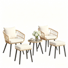 5-Piece Patio Conversation Set with Cushioned Chairs & Ottoman
